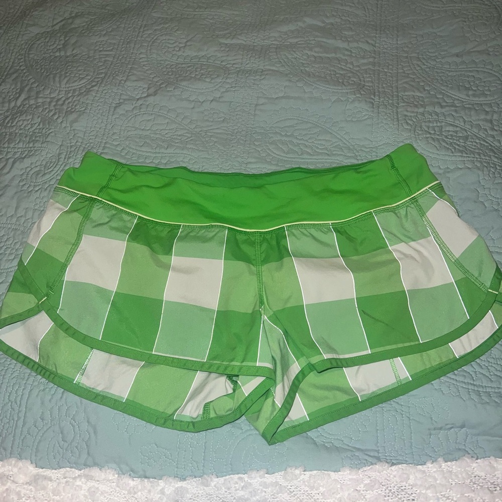 Lululemon Green Checkered Speed Up Shorts
